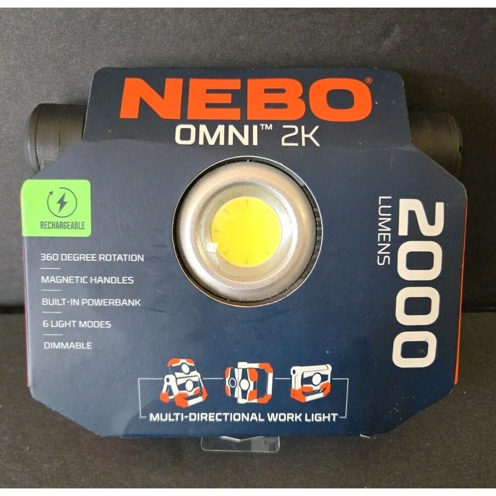 NEBO Omni 2K Rechargeable LED Work Light 2000 Lumens Magnetic Power Bank New